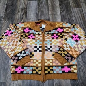 Tach Clothing Merino Wool Panel Knit Zip Cardigan Sweater Medium